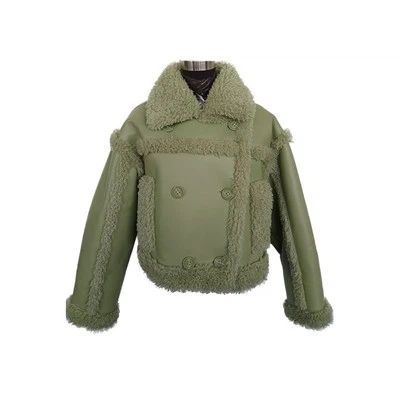 لبه های خام ژاکت برش خورده شرلینگ مصنوعی